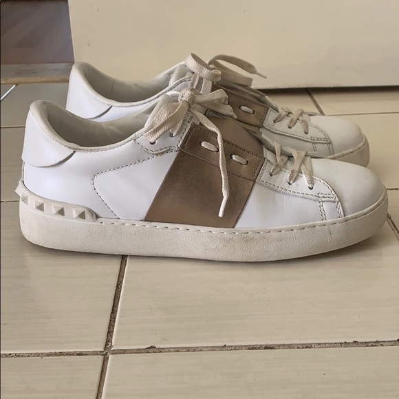 valentino white gold sneakers
